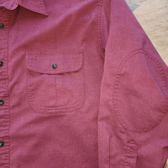 Cabela's Soft Canvas Trail Long Sleeve Button Up Cranberry Red Shirt Sz L - Picture 4 of 4
